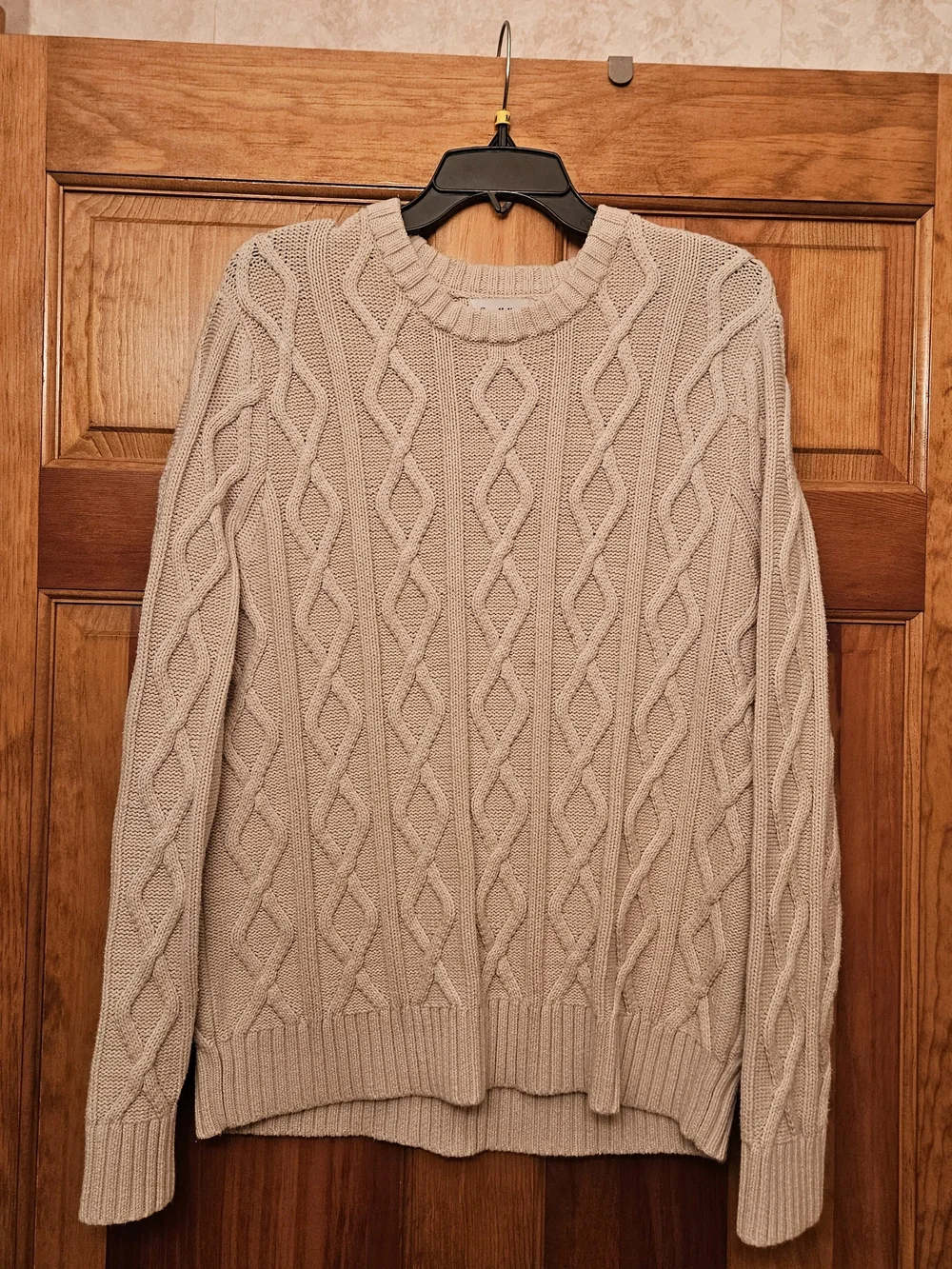 Goodfellow & Co Beige Cable Knit Crewneck Sweater